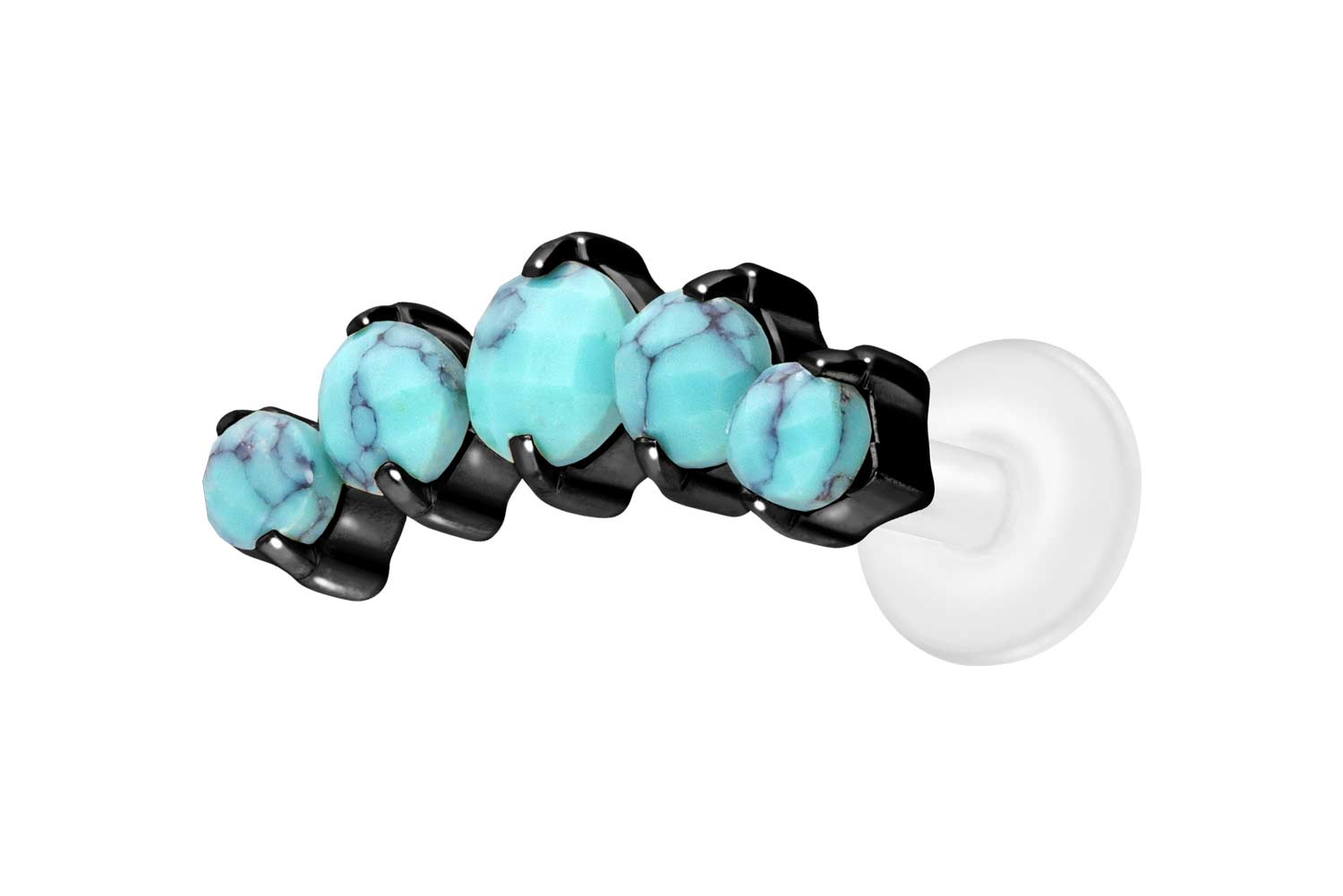 PTFE Labret Piercing mit Innengewinde + Titan-Aufsatz 5 SYNTHETISCHE TÜRKISE